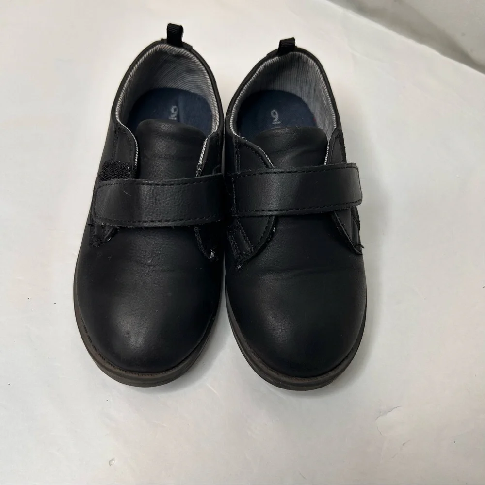 Wonder Nation Boy’s Black Dress Shoes with Velcro Straps Size 9